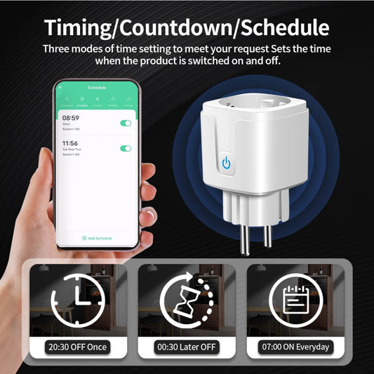7mlemxo - Tuya Smart Socket WiFi/Zigbee3.0 EU Plug 16A/20A – Power Monitor, Timer, Voice Control, Works with Alexa & Smart Life App