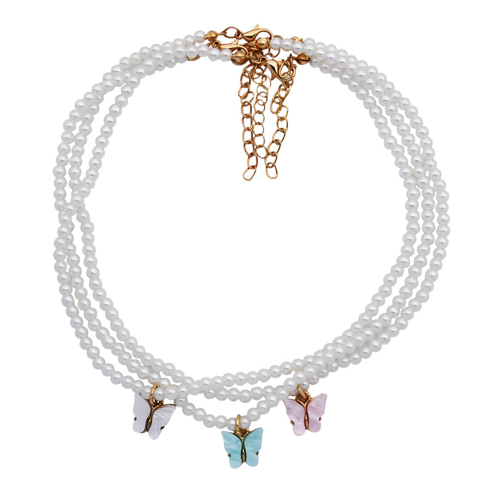 Ethereal Pearl Butterfly Choker – Timeless Charm || Elegant White Pearl Choker Necklace Small Round Pearl Wedding Butterfly Necklace For Women Charm Fashion Jewelry