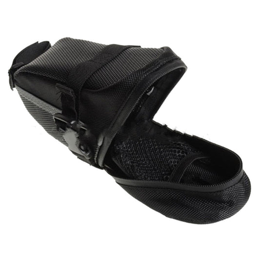 Mountain Bike Seat Tail Bag – Waterproof 600D Canvas Bicycle Saddle Bag with Reflective Strip, Quick-Release Strap & Taillight Hook (Black)