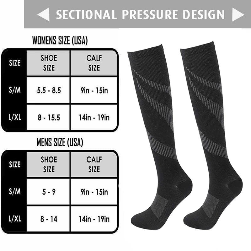 Sports compression socks, Adult running compression socks breathable quick dry, pain relief