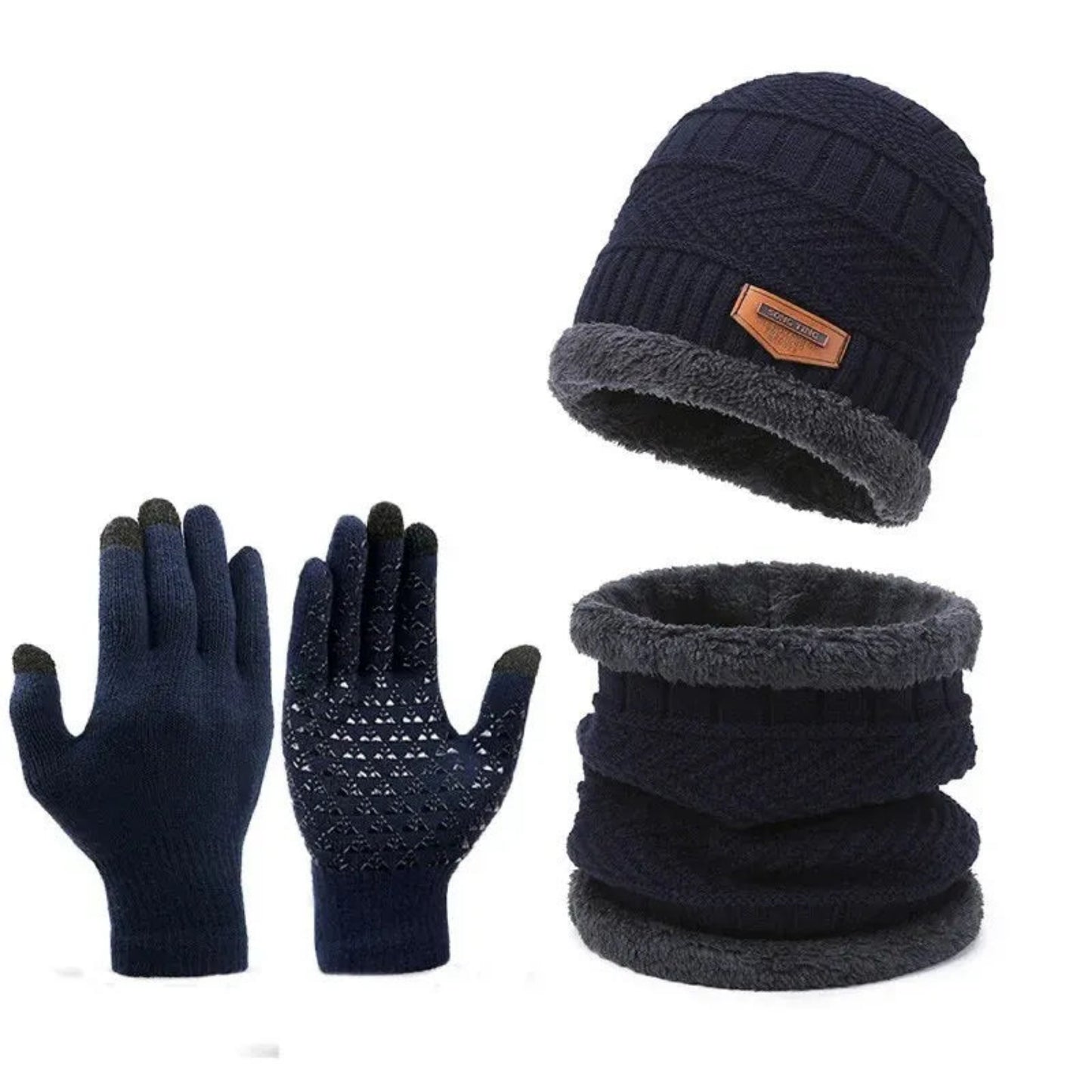 Men’s Winter Windproof Knit Hat Scarf & Gloves Set – Cashmere-Insulated Thermal Outdoor Cold-Weather Protection smartlyhaven