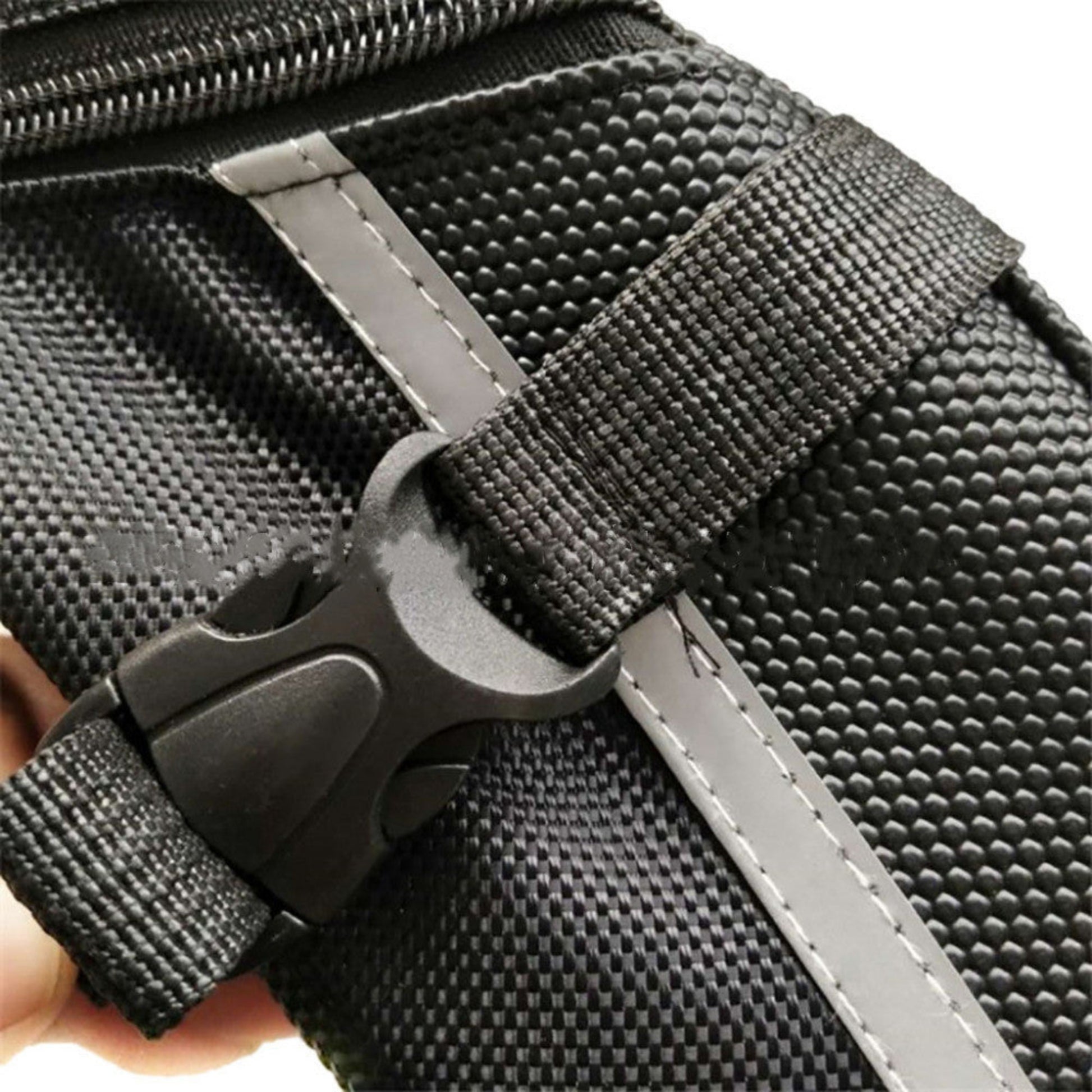 Mountain Bike Seat Tail Bag – Waterproof 600D Canvas Bicycle Saddle Bag with Reflective Strip, Quick-Release Strap & Taillight Hook (Black)