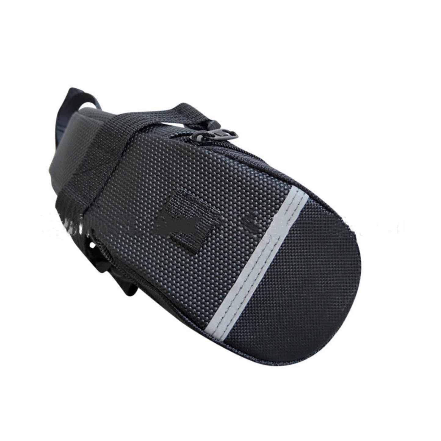 Mountain Bike Seat Tail Bag – Waterproof 600D Canvas Bicycle Saddle Bag with Reflective Strip, Quick-Release Strap & Taillight Hook (Black)