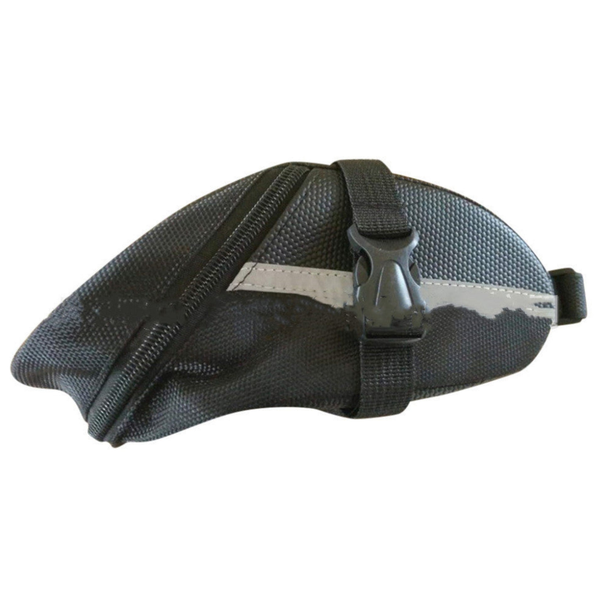 Mountain Bike Seat Tail Bag – Waterproof 600D Canvas Bicycle Saddle Bag with Reflective Strip, Quick-Release Strap & Taillight Hook (Black)