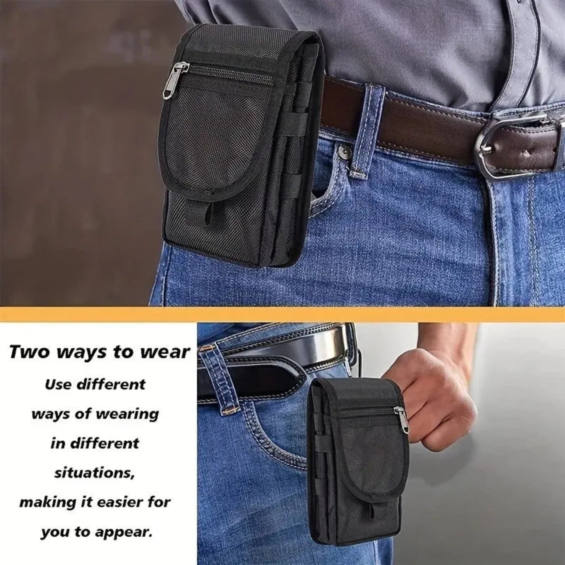 6.3 Inch Flip Top Mobile Phone Waist Bag – Casual Canvas Pouch with Pen Slot, Mobile Phone Waist Hanging Bag