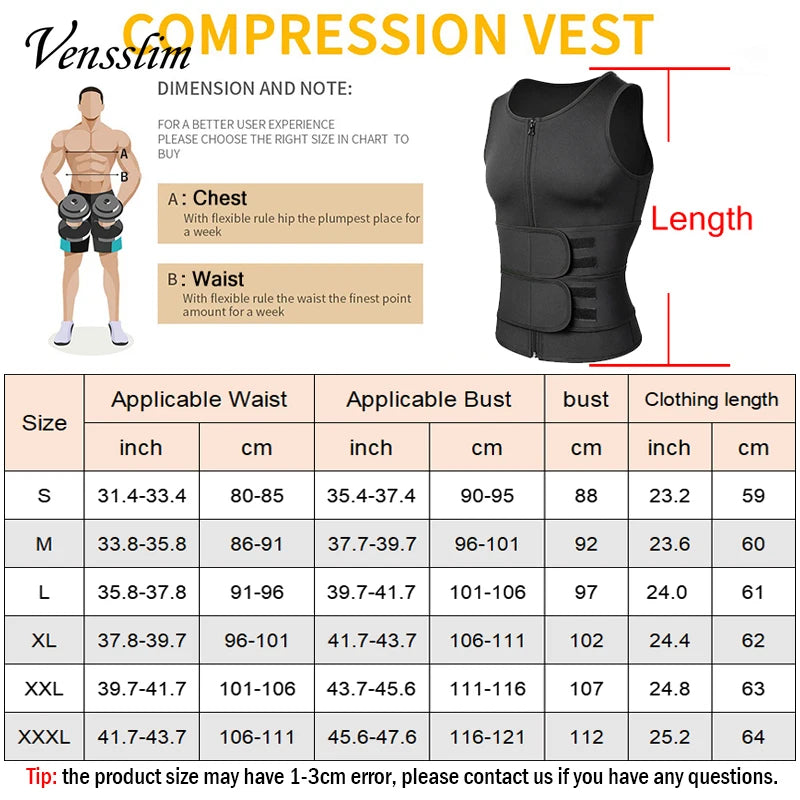 Vensslim Men's Sauna Sweat Vest – Waist Trainer & Slimming Shapewear