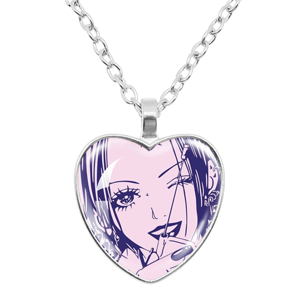 Cute Fashion Yazawa Osaki Nana Anime Glass Heart Necklace Handmade Creative Women's Birthday Gift Jewelry