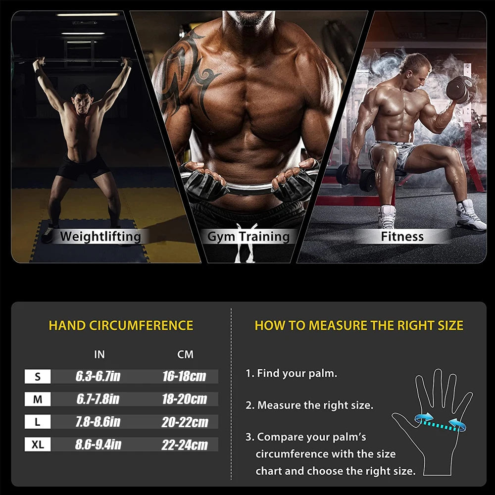 Ergonomic Gym Training Gloves | 1 Pair Dumbbell Gloves Men Women Weightlifting Crossfit Bodybuilding Workout Sport Gym Training Gloves Non-slip Wrist Protector