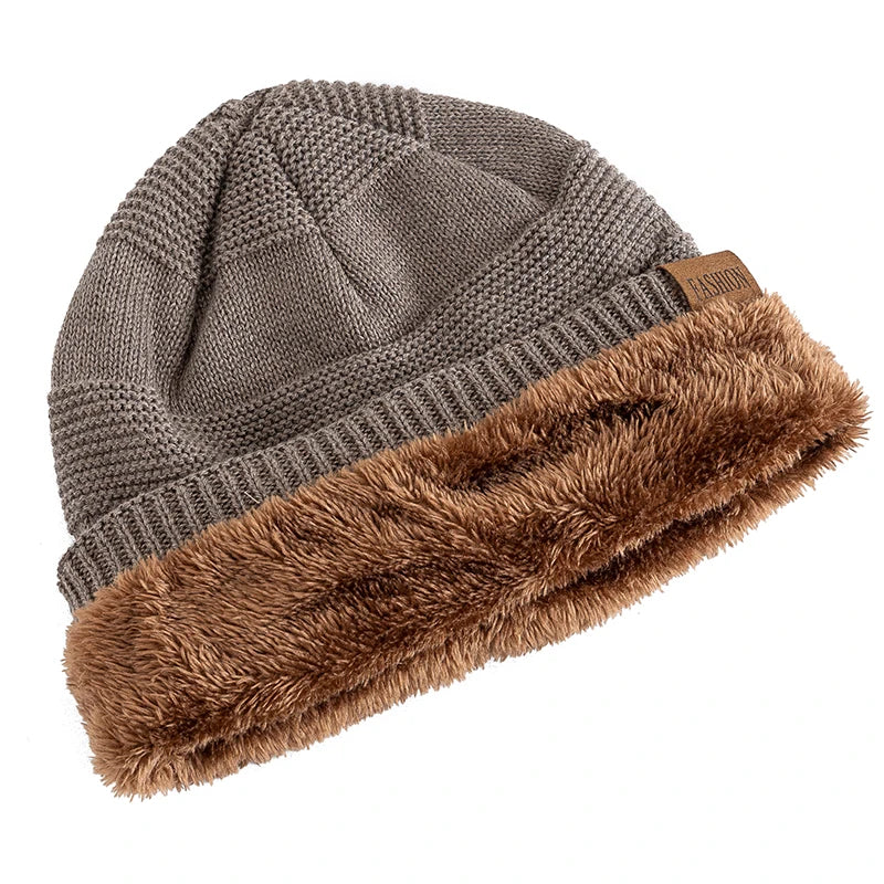 Cozy Chic Winter Knits || New Unisex Slouchy Winter Hats Add Fur Lined Men And Women Warm Beanie Cap Casual Label Decor Winter Knitted Hats