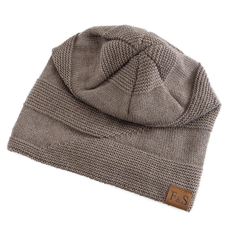 Cozy Chic Winter Knits || New Unisex Slouchy Winter Hats Add Fur Lined Men And Women Warm Beanie Cap Casual Label Decor Winter Knitted Hats