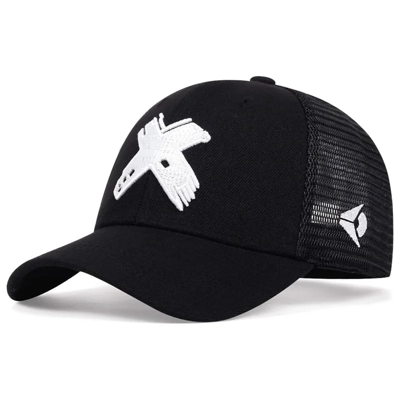 Summer Mesh Baseball Cap – Unisex X Letter Snapback Trucker Hat for Men & Women, Breathable Outdoor Sport Hip Hop Style