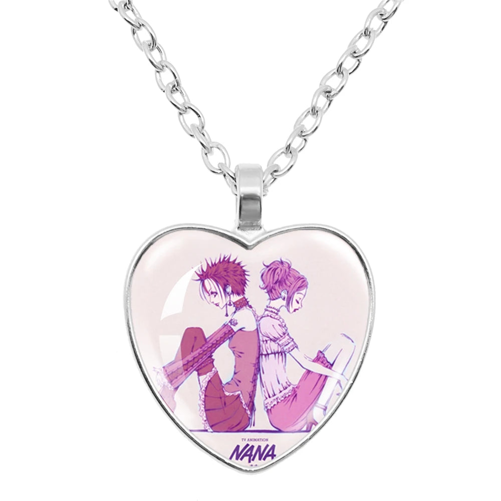 Cute Fashion Yazawa Osaki Nana Anime Glass Heart Necklace Handmade Creative Women's Birthday Gift Jewelry