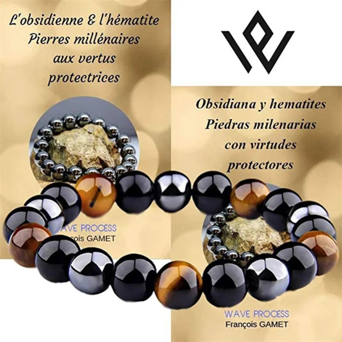 Magnetic Black Obsidian Hematite Tiger Eye Bracelet for Energy & Protection