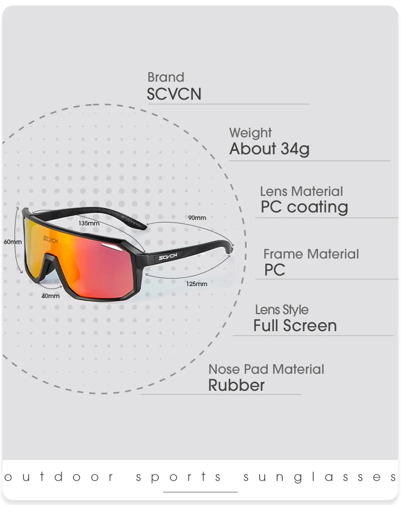SCVCN Cycling Sunglasses for Men & Women – UV400 Sport Goggles with TR90 Frame, Lightweight Outdoor Running, Hiking & Driving Glasses