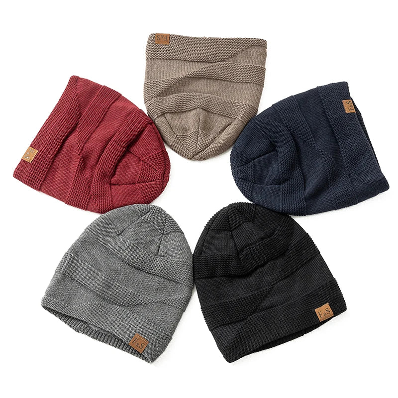 Cozy Chic Winter Knits || New Unisex Slouchy Winter Hats Add Fur Lined Men And Women Warm Beanie Cap Casual Label Decor Winter Knitted Hats