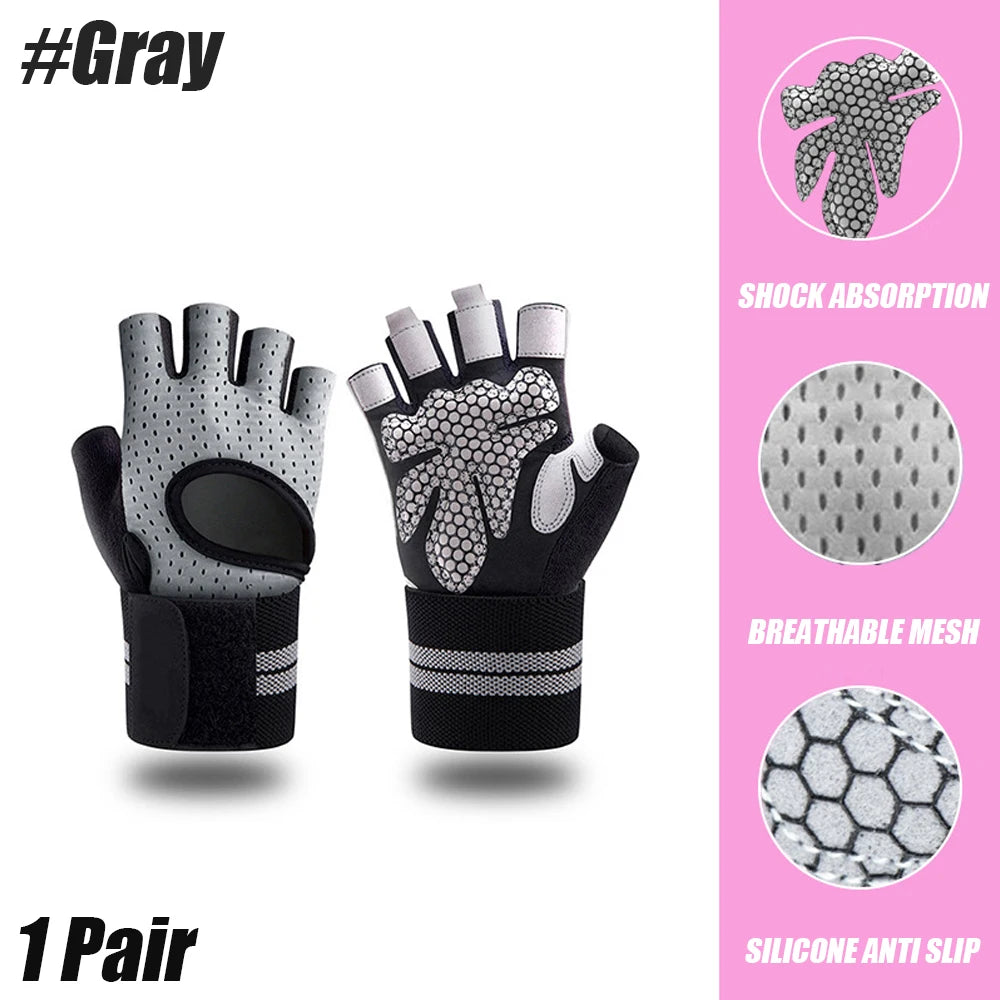Ergonomic Gym Training Gloves | 1 Pair Dumbbell Gloves Men Women Weightlifting Crossfit Bodybuilding Workout Sport Gym Training Gloves Non-slip Wrist Protector