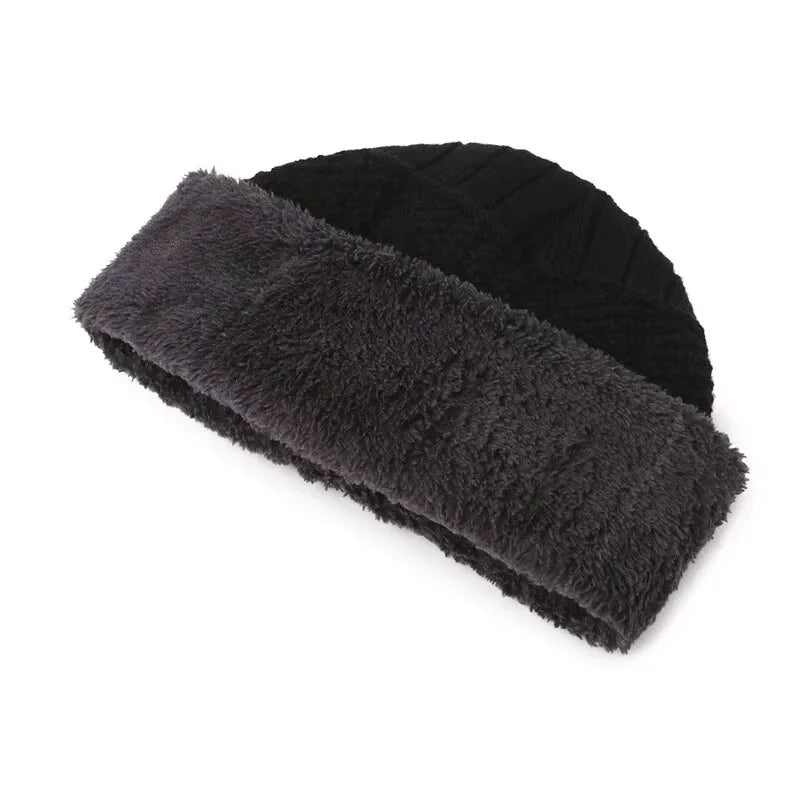 Men’s Winter Windproof Knit Hat Scarf & Gloves Set – Cashmere-Insulated Thermal Outdoor Cold-Weather Protection