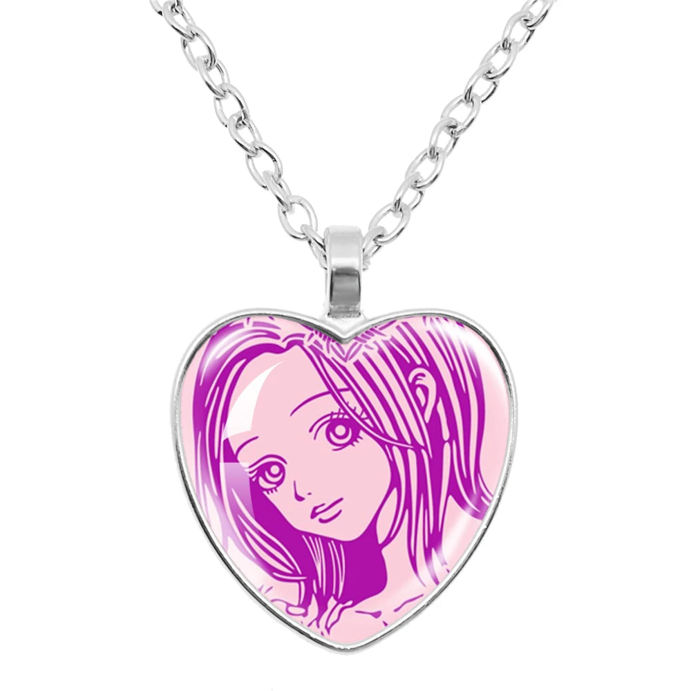 Cute Fashion Yazawa Osaki Nana Anime Glass Heart Necklace Handmade Creative Women's Birthday Gift Jewelry