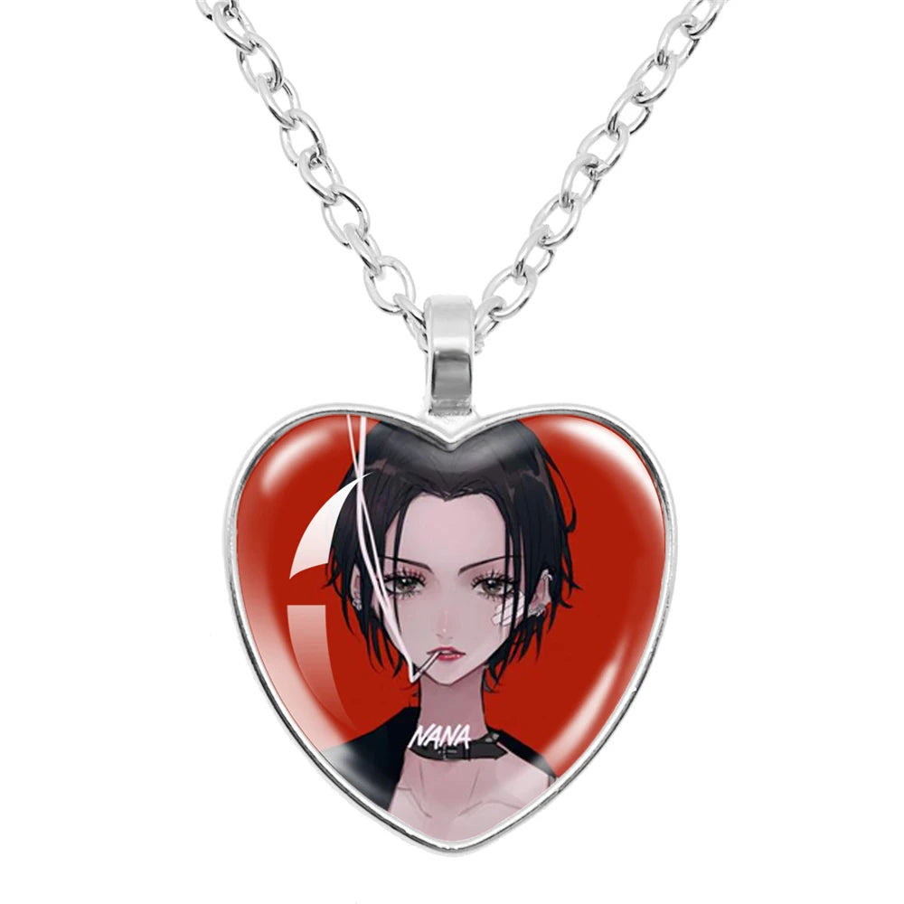 Cute Fashion Yazawa Osaki Nana Anime Glass Heart Necklace Handmade Creative Women's Birthday Gift Jewelry
