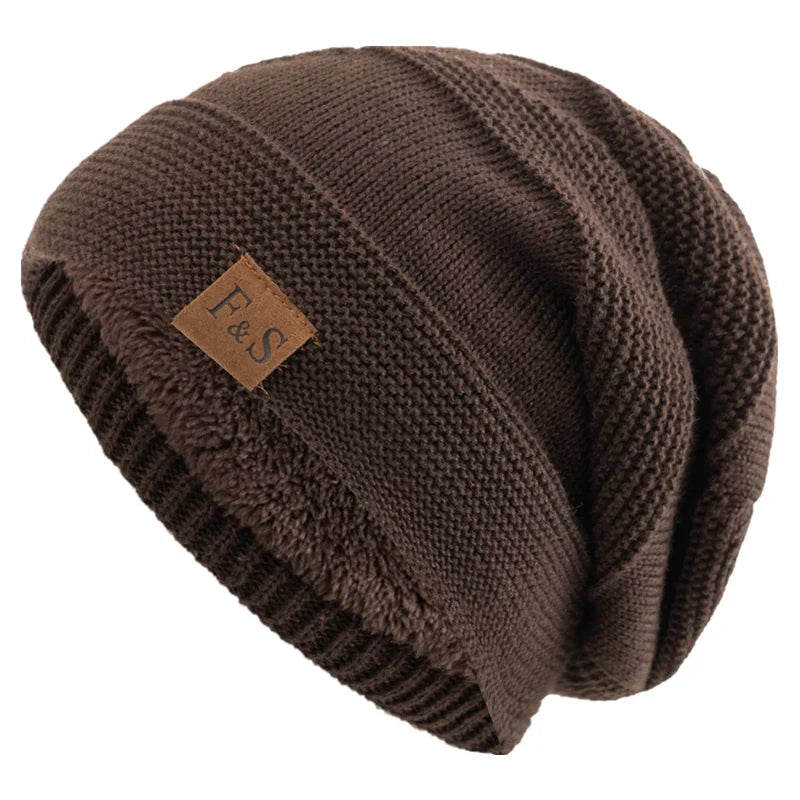 Cozy Chic Winter Knits || New Unisex Slouchy Winter Hats Add Fur Lined Men And Women Warm Beanie Cap Casual Label Decor Winter Knitted Hats