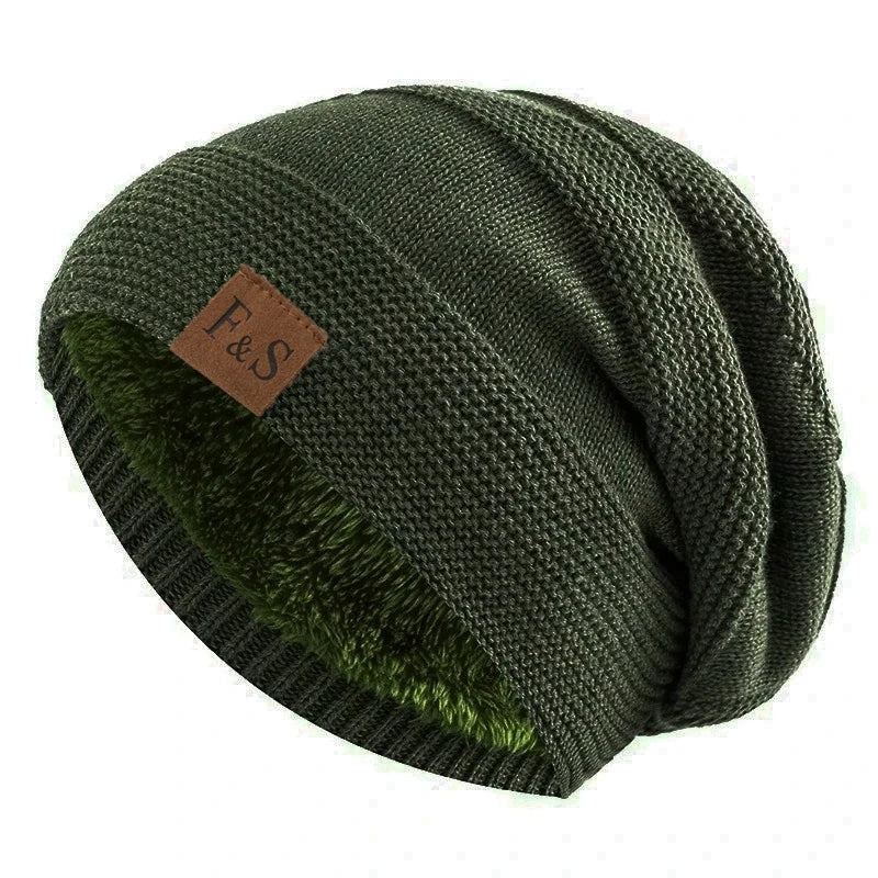Cozy Chic Winter Knits || New Unisex Slouchy Winter Hats Add Fur Lined Men And Women Warm Beanie Cap Casual Label Decor Winter Knitted Hats