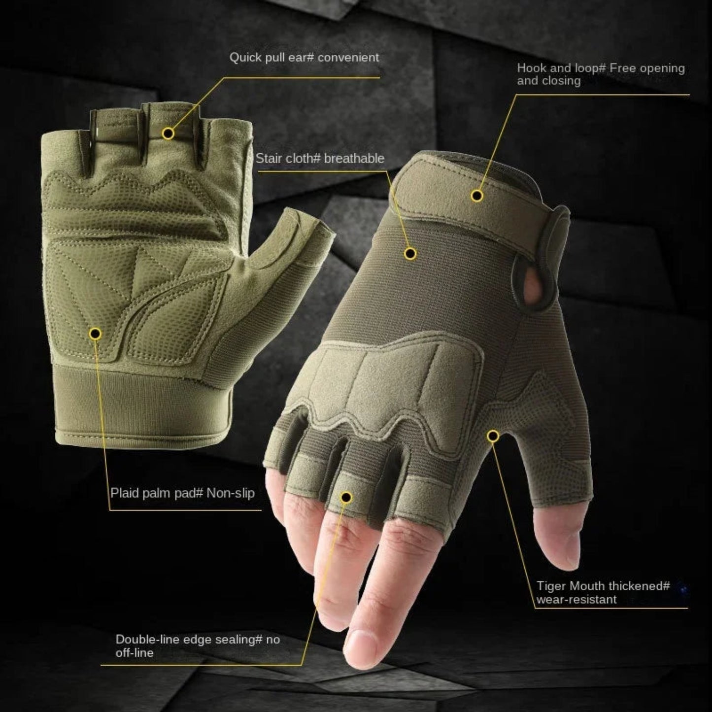 Tactical Half-Finger Outdoor Gloves - Tactical Gloves for Men and Women Half Finger Outdoor Mountaineering and Cycling Wear-resistant Breathable Riding Gloves