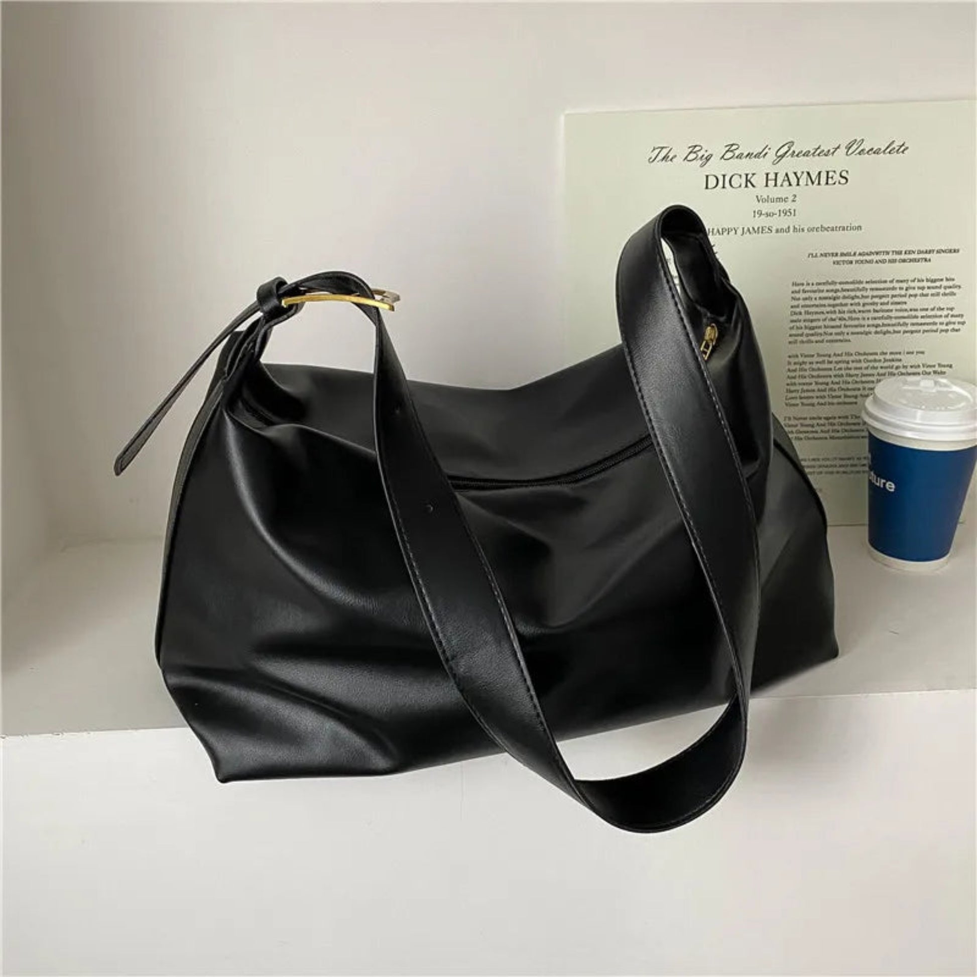 Vintage Pillow Design PU Leather Boston Handbag – Large Capacity Casual Shoulder Crossbody Tote for Women