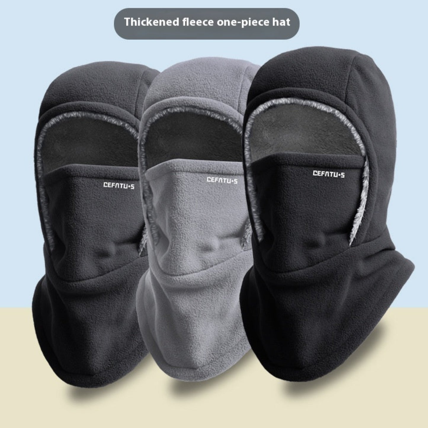 Winter Fleece Hooded Scarf with Face Mask – Windproof Thermal Cold-Proof Outdoor Head Cover - 7mlemxo