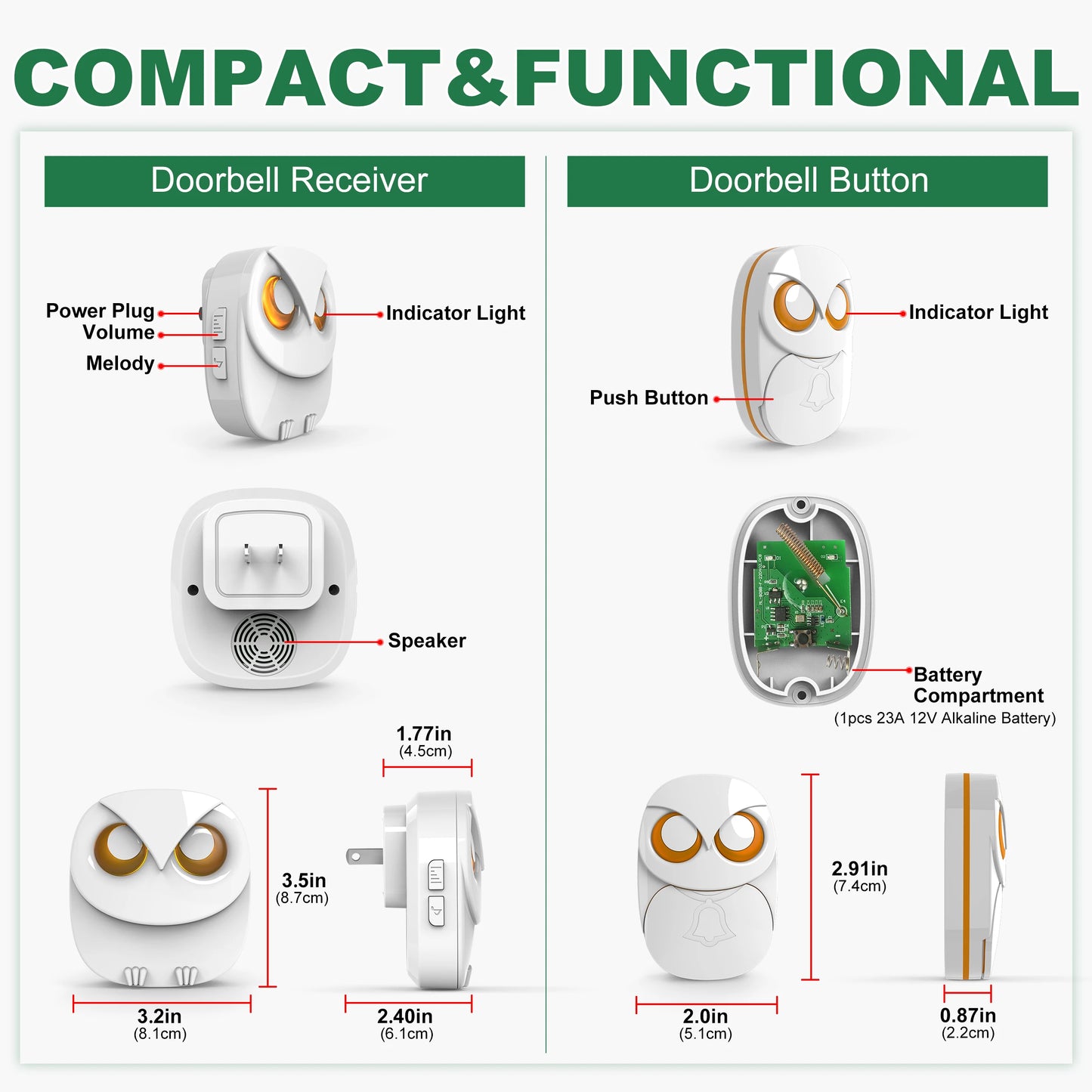 Wireless Doorbell Chime – 300m Long Range Waterproof Smart Door Bell for Home, Outdoor, Intelligent Alert System - 7mlemxo