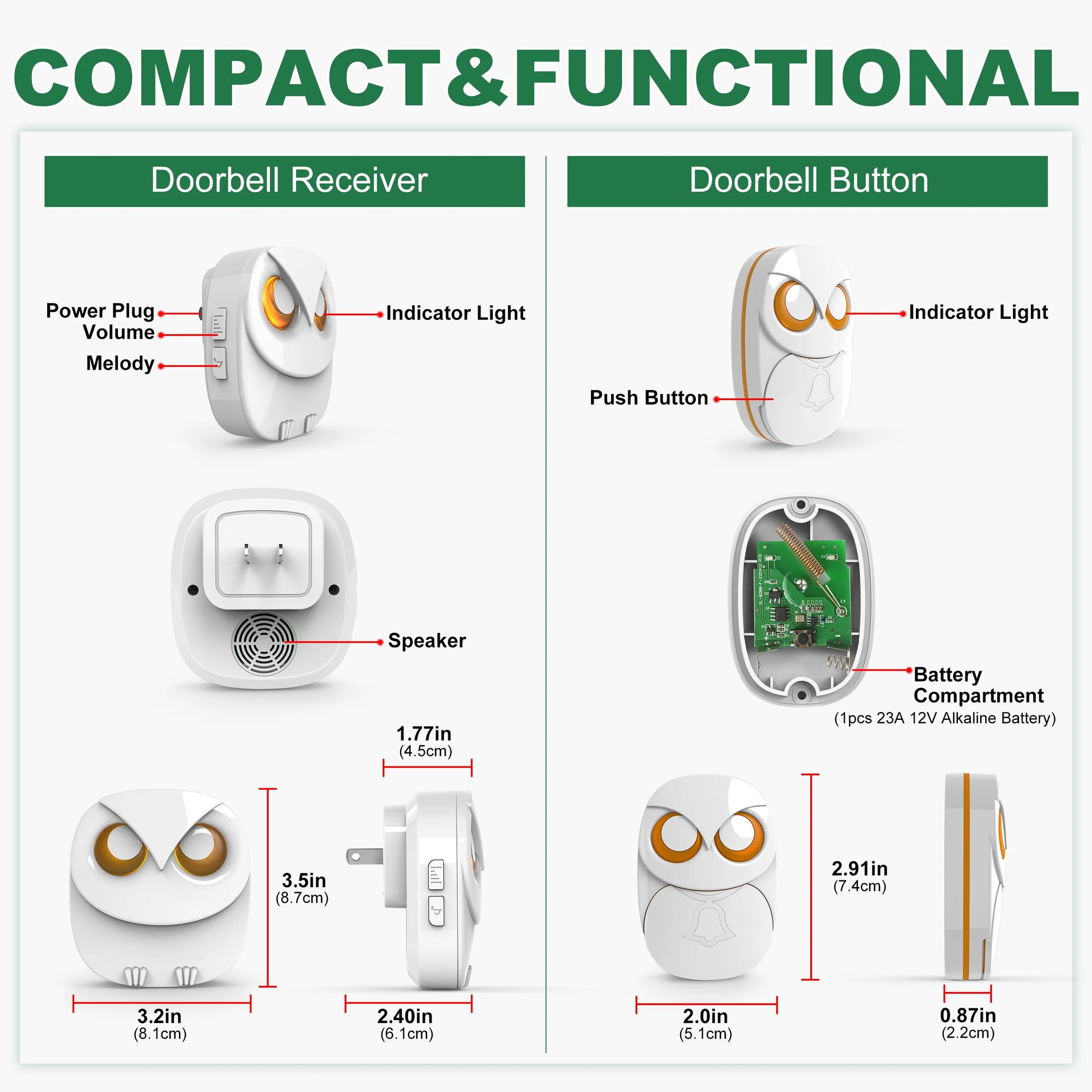 Wireless Doorbell Chime – 300m Long Range Waterproof Smart Door Bell for Home, Outdoor, Intelligent Alert System - 7mlemxo